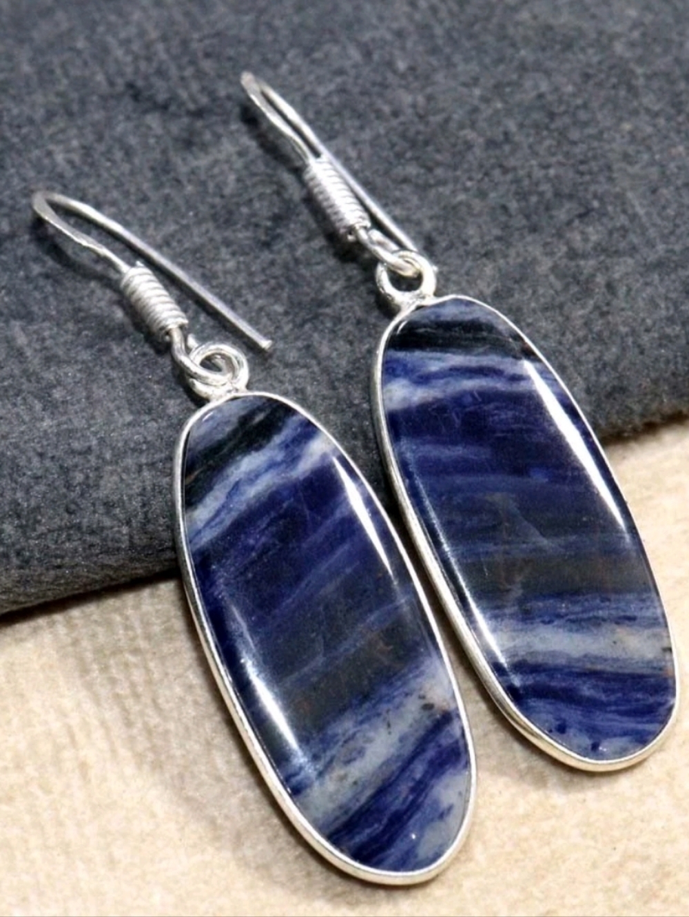 Sodalite Gemstone Jewelry 925 Sterling Silver Handmade Drop Dangle Earrings
